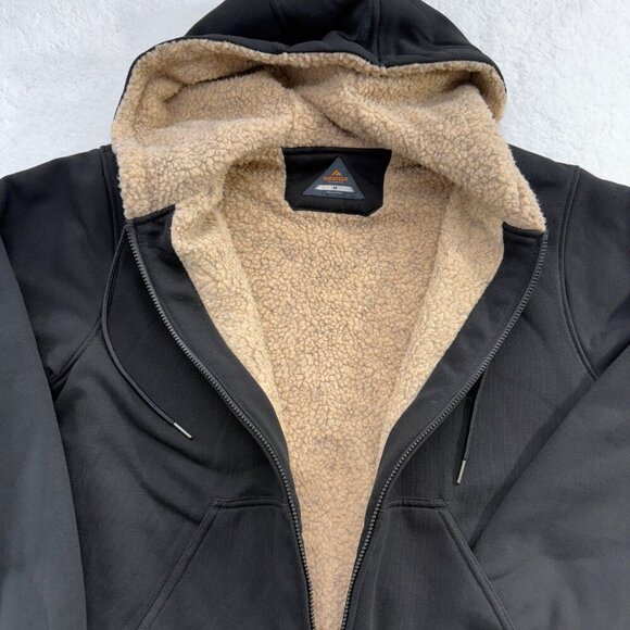 Ridgecut Sherpa Lined Full Zip Hooded Sweat Jacket Black Workwear Outdoor Mens M - Picture 2 of 12